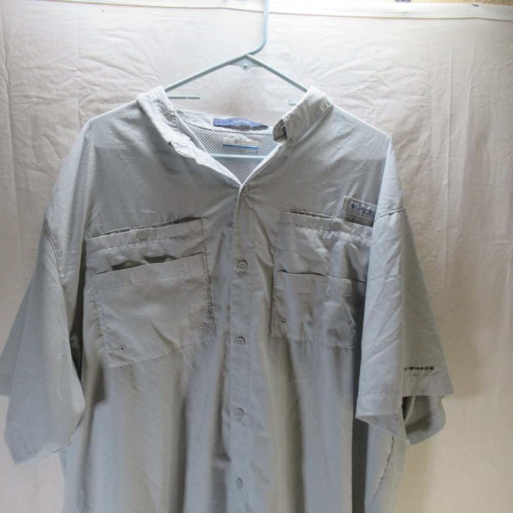 Columbia PFG fishing vented shirt Mens XXL Cool Omni Shade Tamiami Light Grey